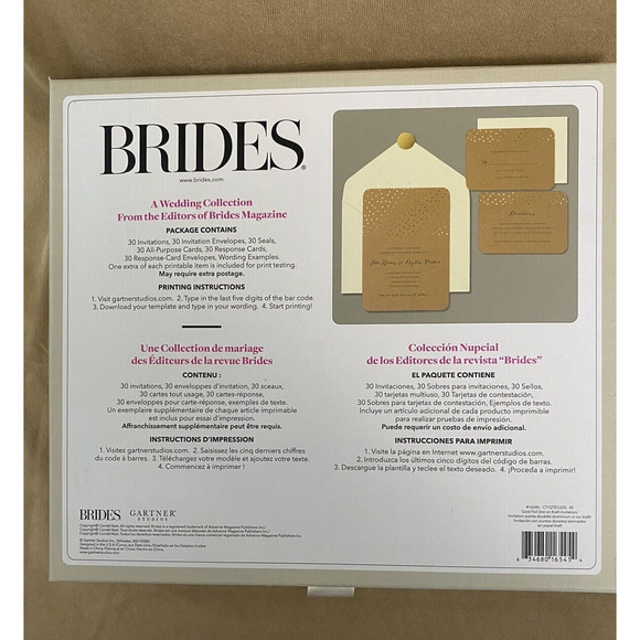 30 Gartner Studios Brides Invitation Kit Wedding Gold Dotson tan stock #16545 - Picture 3 of 5